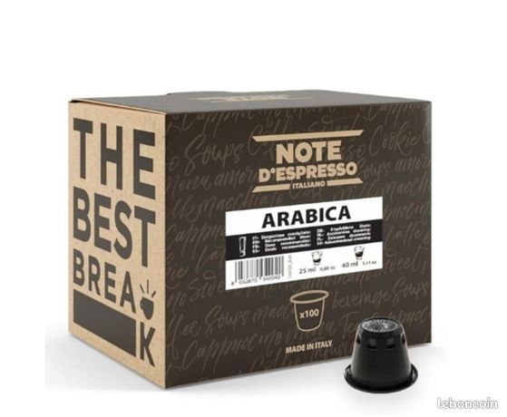Note d'Espresso Arabica Capsules de Café Exclusivement Compatible avec Machine NESPRESSO* 100 x 5,6 g