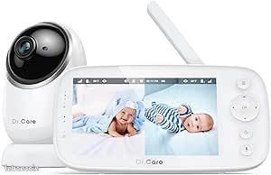 NovaView Babyphone Camera Vidéo Écran 5” 1080P, Faible Radiation, Batterie 5000mAh, Vision Nocturne, VOX, Zoom 2X/4X, Portée 300m, Audio Bidirectionnel, Pan & Inclinaison, sans WiFi