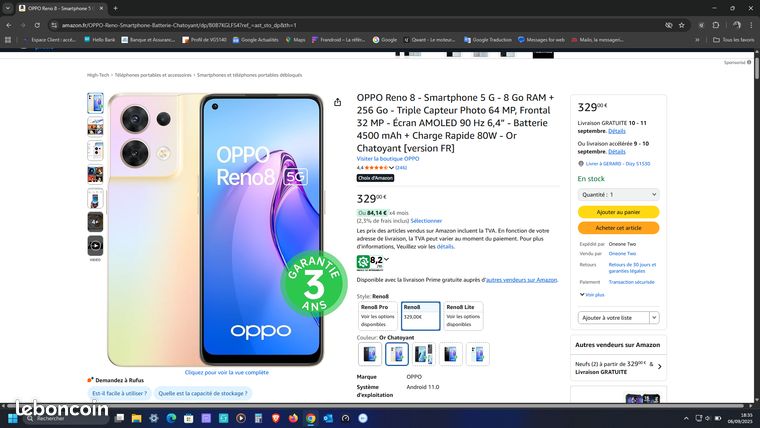 OPPO Reno 8 5G 256 Go état "proche du neuf"