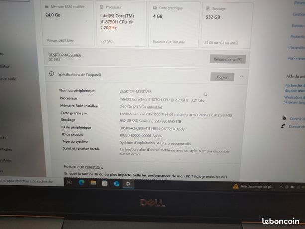 Ordinateur dell i7