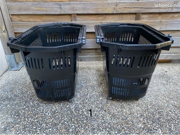 Panier libre service 55 L avec roulettes et anses rabattables