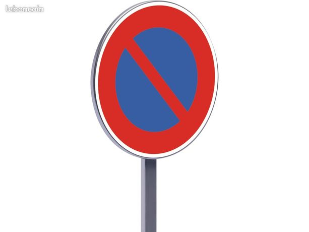 Panneau Stationnement interdit B6a1 en diamètre 850 mm en Métal + Poteau en Galvanisé Hauteur 150 cm