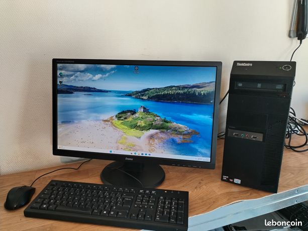 PC BUREAU LENOVO THINKPAD AMD 10 RAM 8Go 256 SSD+500HDD + Écran 24 Pouces + clavier et souris Windows 11