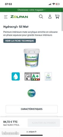 Peinture Zolpan HYDRACRYL + SIL MAT 15L