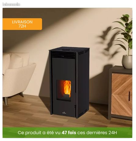 Poêle à granulés FREE 11 kW sans électricité, silencieux et autonome