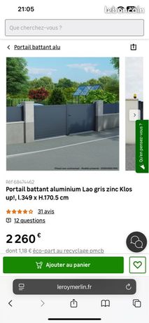 Portail battant alu