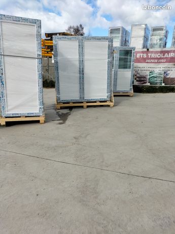 PORTE TRIOLAIRE PORTE DE SERVICE PVC 2 vantaux blanche poignée et barillet offert- PRODUIT ET