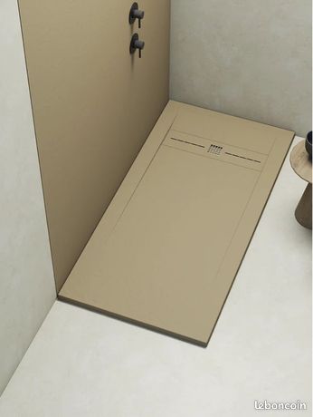 Receveur de douche Poalgi extraplat beige Albero L.70 x l.160 cm - série Gneis texture Pizarra