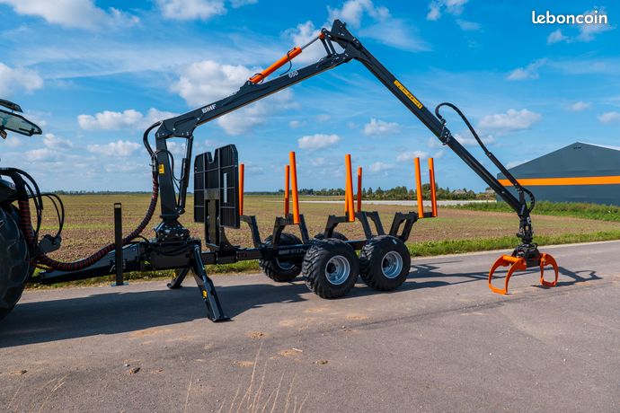 Remorque forestière BMF 8 Tonnes PRO avec grue 5.4 m ou 6.50 m – NEUF