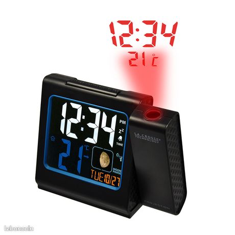Réveil La Crosse Technology WT551-BLA avec projection de l'heure et de la température
