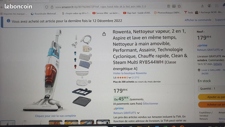 Rowenta Nettoyeur vapeur 2 en 1 Clean & Steam Multi RY8544WH