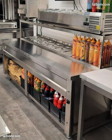 Table de préparation à tacos 6 x GN 1/2 avec bain-marie intégré
