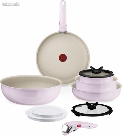 Tefal Ingenio Serenity Batterie de cuisine 11pièces Revêtement antiadhésif Induction Empilable couleur rose