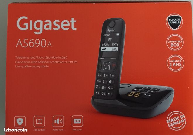 Téléphone sans-fil Gigaset AS690A avec répondeur intégré