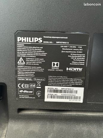 Télévision Philips ambilight 58pouces