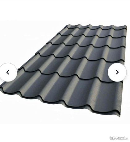 Toles tuiles bac acier en 3 M x 1M100 gris anthracite