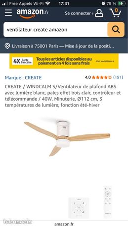 Ventilateur de plafond - CREATE - Windcalm avec LED