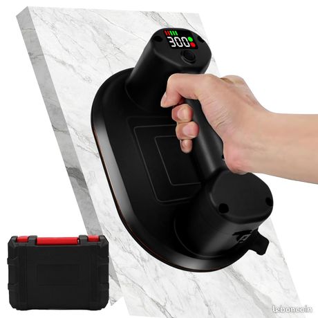 Ventouse à Batterie pour Carreaux Ventouse électrique avec Batterie 4000 mA Longueur 24 cm Ventouse à Vide Portable Numérique 2 Moteurs Force dAspiration de 300 kg Écran LCD